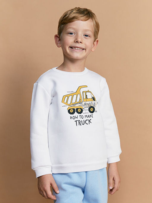 Bask?l? Erkek Bebek Sweatshirt ve E?ofman Alt 2li Tak?m - Waikiki фото 4