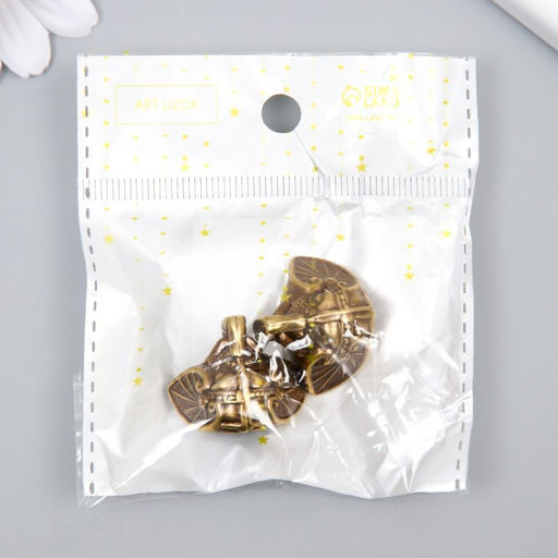 Цена за 2 шт. Уголок (ножка) для шкатулки пластик Голова слона бронза 2,8х2,3 см - Арт узор фото 4