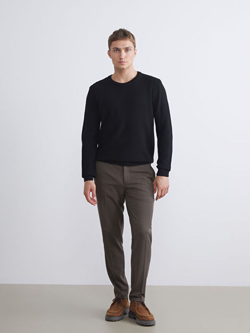 Bisiklet Yaka Kareli Erkek Triko Kazak