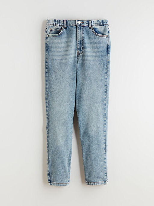 Beli Lastikli Mom Fit Kad?n Jean Pantolon
