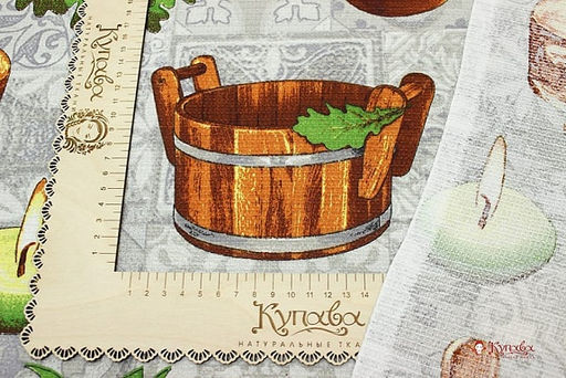 Вафельное полотно Дубовый веник цв.серый, ш.1.5м, хлопок-100%, 150гр/м.кв - Купава фото 4