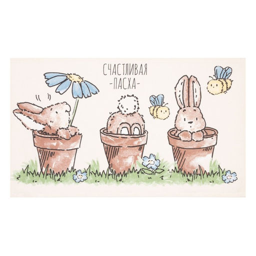 Полотенце Доляна Озорные зайцы 35х60 см, 100% хл, рогожка 164 г/м2  фото 2