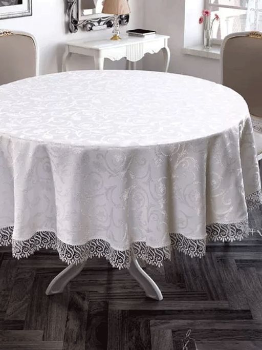 Скатерть EFOR 160xQ КРУГ KDK белый BEYAZ