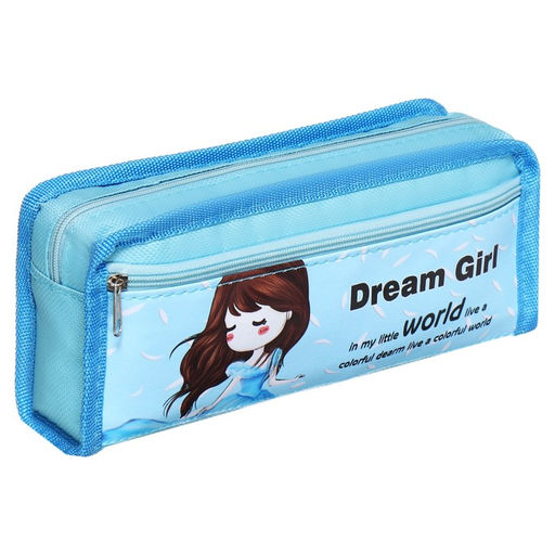 Пенал школьный на молнии Calligrata «Аниме», 2 отделения, голубой