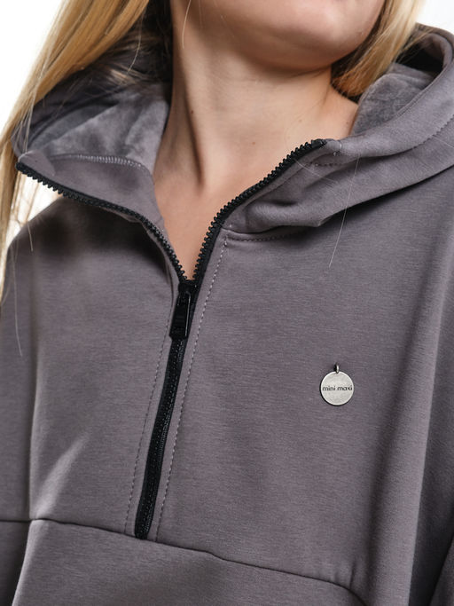 Худи оверсайз с капюшоном на молнии утепленное с карманом UD 8038 графит - Mini maxi фото 3