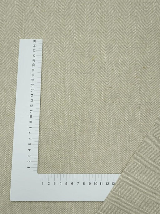 Льняной жаккард Елочка цв.натуральный, ш.1.5 м, лен-100%, 280гр/м.кв - Купава фото 3