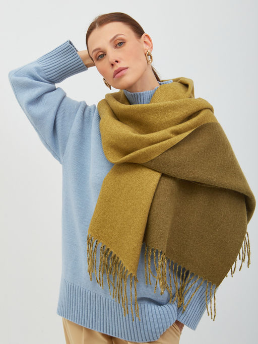 В составе шерсть и кашемир! теплый двусторонний палантин - Tantino фото 9