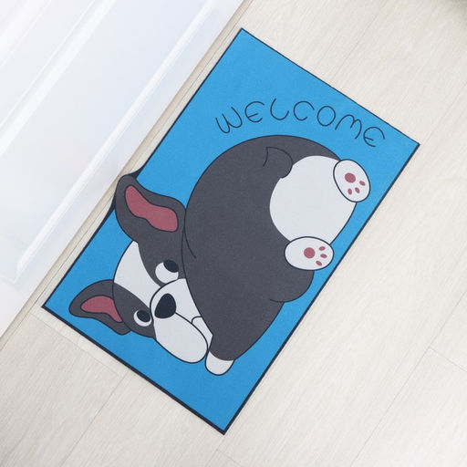 Коврик влаговпитывающий придверный «Доляна. Бульдог», без окантовки, 38×57 см, синий