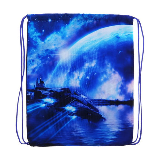 Мешок для обуви 420 х 340 мм, Calligrata МСО-5С, (мягкий полиэстер, плотность 210D), Космос и Звездолёт  фото 2