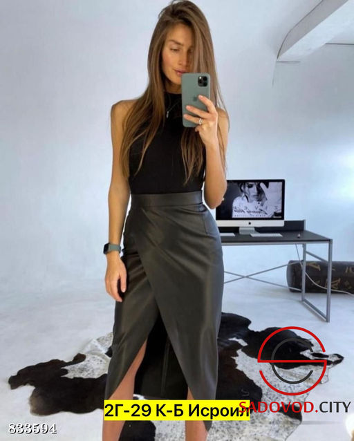 Юбка из эко-кожи в длине макси - Bruno фото 2