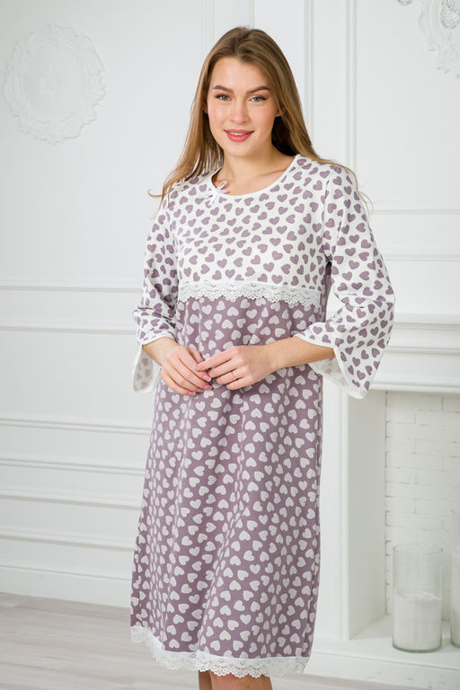 Ночная сорочка женская из футера Капучино сердца - Амадэль фото 8