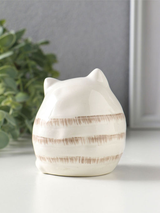 Сувенир керамика "Полосатый котик-шарик" 8х7,5х8,5 см