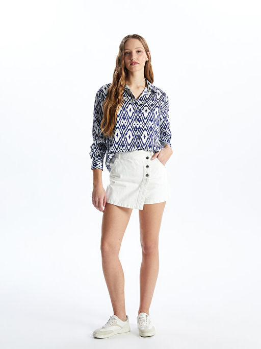 Desenli Oversize Saten Kad?n G?mlek