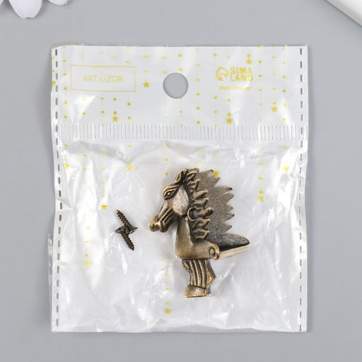 Уголок (ножка) для шкатулки металл Голова лошади бронза 2,8х3,9 см - Simaland фото 5