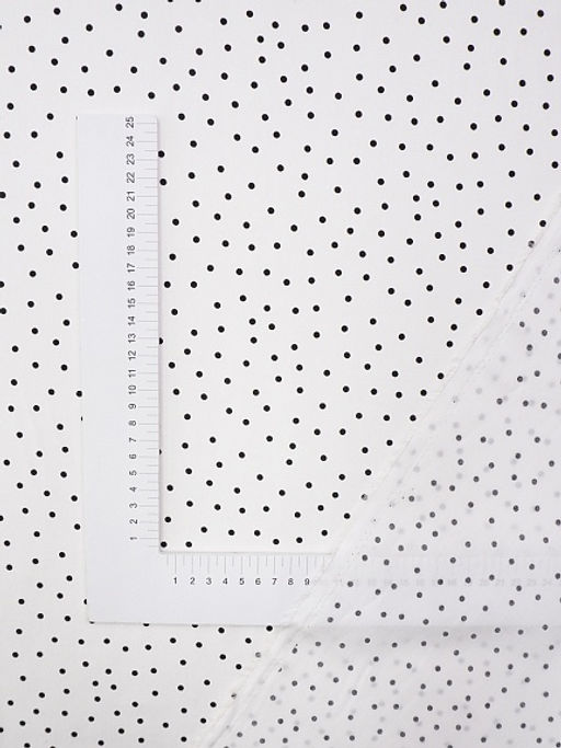 Штапель Россыпь черного гороха (3.5мм) цв.белый, ш.1.45м, вискоза-100%, 90гр/м.кв - Купава фото 3