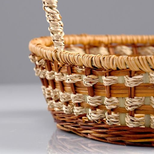 Корзина плетёная для хранения, 25×32×8 см, ручка h=26 см, ротанг, сыть