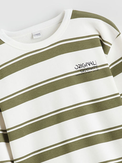 Bisiklet Yaka ?izgili Erkek ?ocuk Sweatshirt