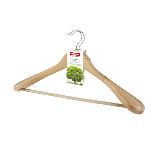 VAL 19708S2 Набор вешалок дерев., 2 шт., с расшир. плеч. и переклад., 44.5*23*5.8 см, натур. цвет, шт - Valiant фото 5
