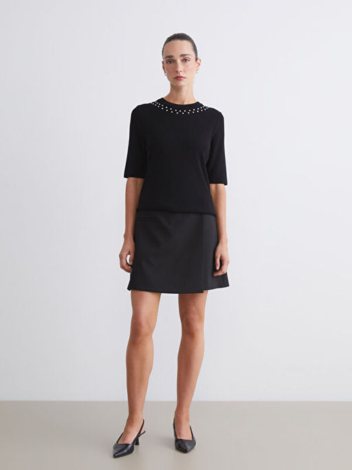 Bisiklet Yaka Ta?l? Kad?n Triko Kazak