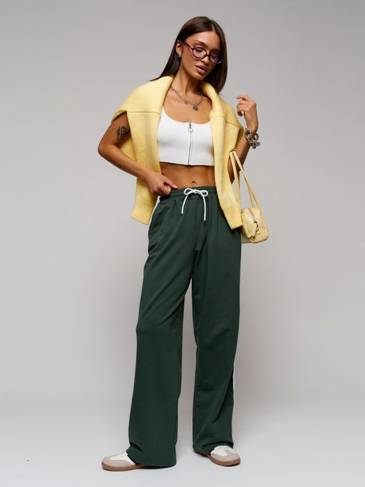 338 Брюки женские с лампасами, темно-зеленый - Knitka wear фото 9