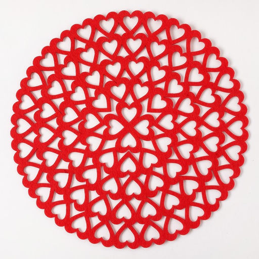 Салфетка сервировочная Доляна «Сердечки», d=30 см, красная