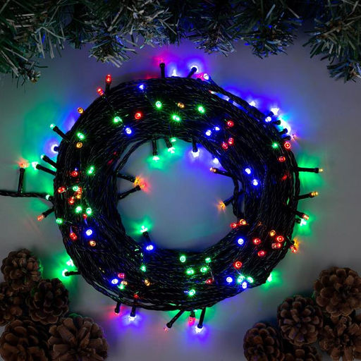 Гирлянда Нить 20 м, IP20, тёмная нить, 200 LED, свечение мульти, 8 режимов, 220 В