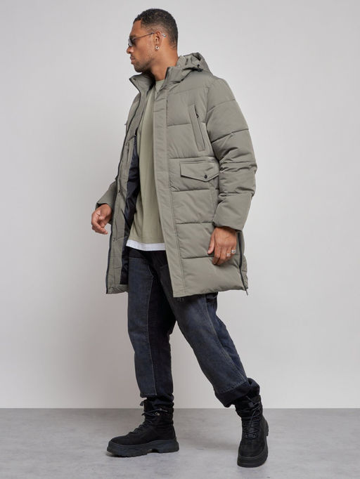 Парка мужская зимняя удлиненная молодежная серого цвета 806Sr - Wonderrman фото 3