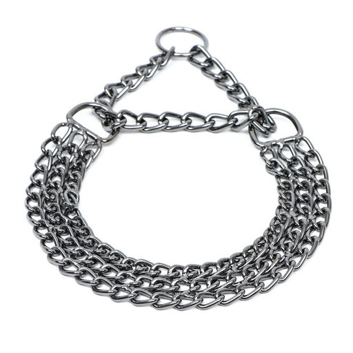 Ошейник - полуудавка металлический трехрядный, 50 см, толщина проволоки 2,5 мм, черный - Пижон фото 3