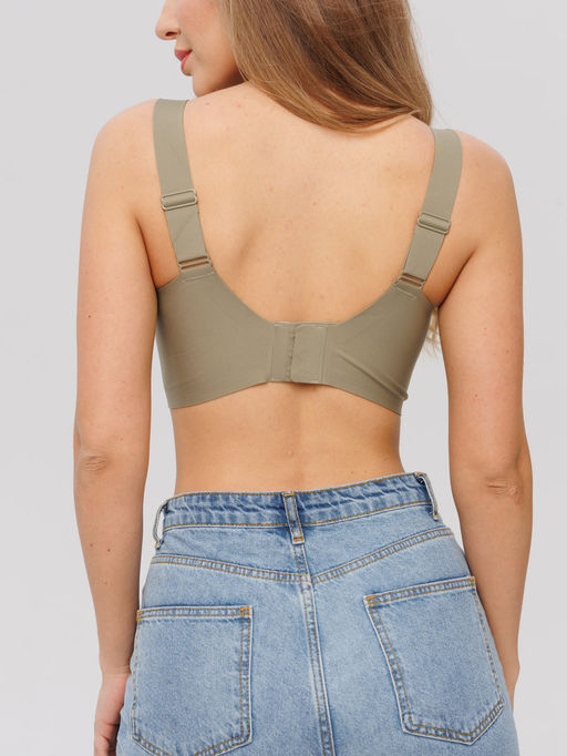 Топ бесшовный бескаркасный с вкладышами Lingeamo хаки ВТ-02 (125)  фото 5