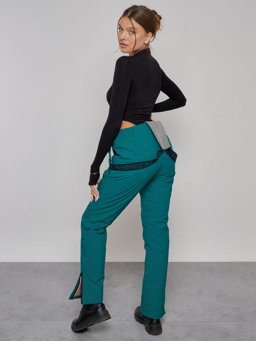 Полукомбинезон утепленный женский зимний горнолыжный зеленого цвета 526Z - Chunmai фото 14