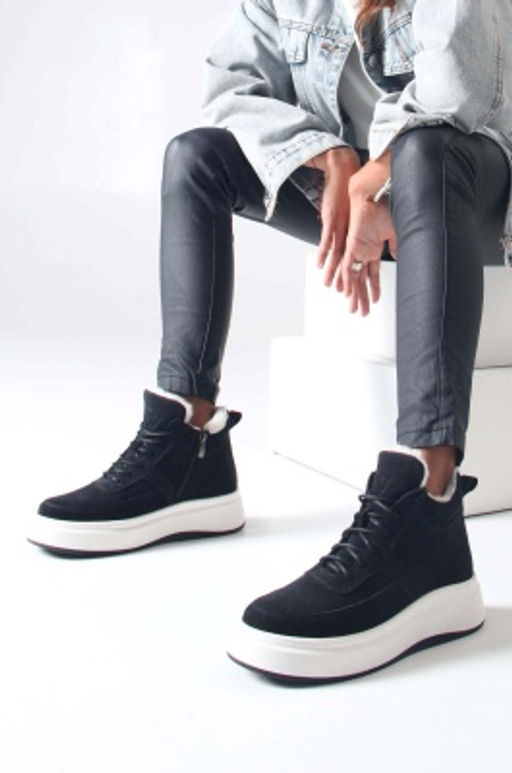 Ботинки 260.windyw. черный замш / Шерсть