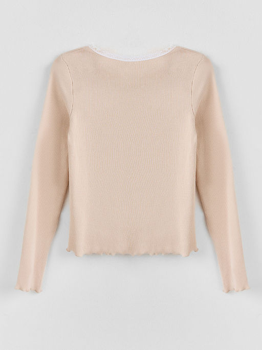 Лонгслив для девочек с декоративным кружевом - Mark formelle фото 7