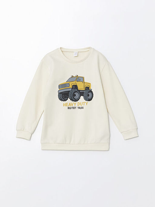 Bisiklet Yaka Uzun Kollu Bask?l? Erkek Bebek Sweatshirt