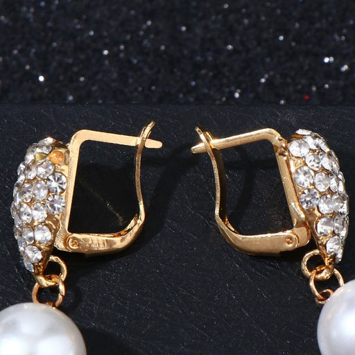 Серьги с жемчугом Грейс дорожка, цвет белый в золоте - Queen fair фото 2