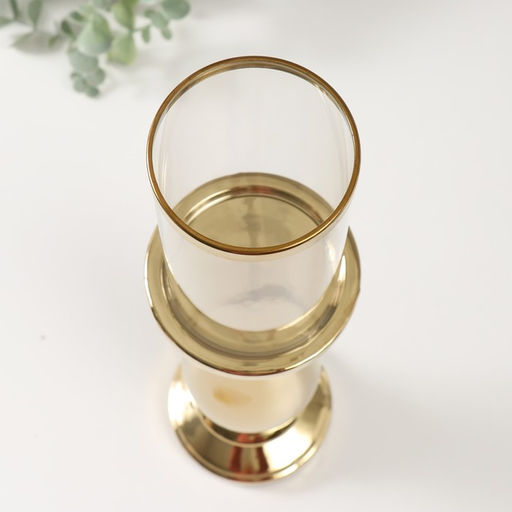 Подсвечник на 1 свечу «Аванти», керамика, стекло, d=8 см, золото, 10×10×40.5 см