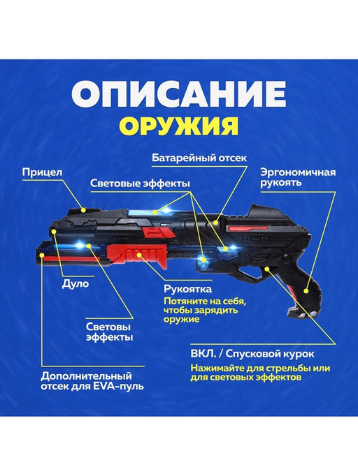 Бластер Разрушитель, стреляет мягкими пулями, световые и звуковые эффекты - X-FORCE фото 3