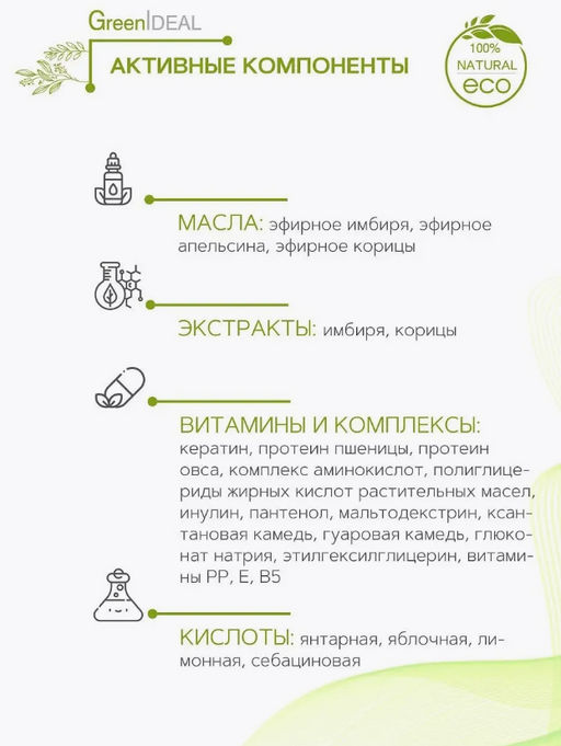 Гель для душа с имбирем, апельсином, корицей (натуральный, бессульфатный) - Greenideal фото 3