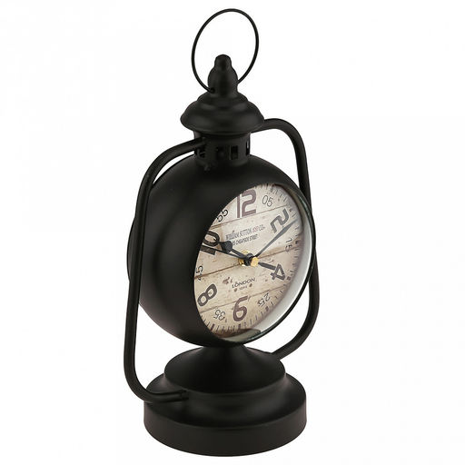 Часы настольные интерьерные "Летучая мышь" 18х11х26см, циферблат с рисунком, бежевый; цифры арабские, черный; выпуклое стекло; корпус металл, черный матовый; в коробке (Китай)
