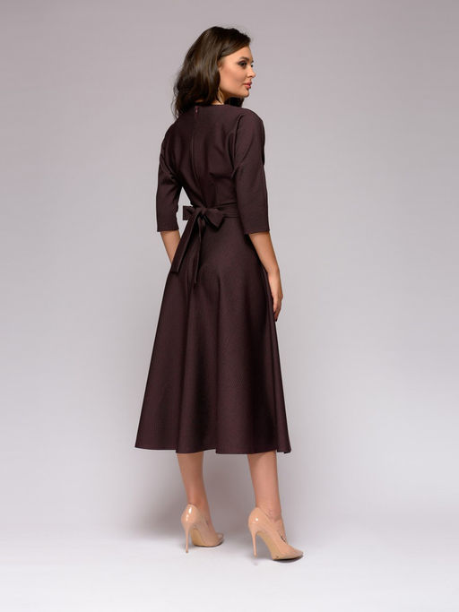 Платье винного цвета длины миди с рукавами летучая мышь - 1001dress фото 3