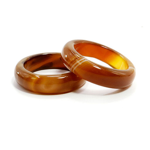 Кольцо из камня гладкое Агат коричневый привлекает достаток размеры 16-19мм