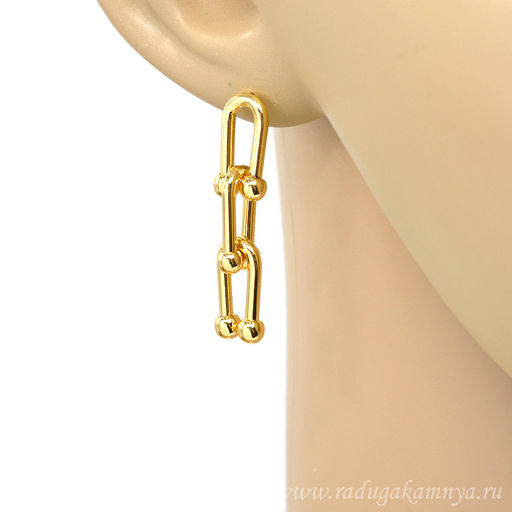Серьги "Цепи" 8*36мм, цв.золотистый, 7г