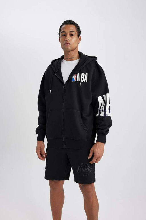 DeFactoFit толстовка на молнии с капюшоном и надписью NBA Oversize  фото 7