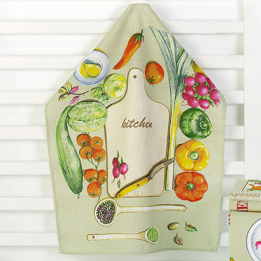 Полотенце кухонное рогожка 48х62см "Кухня", 171г/м2, хлопок 100%, комплект 3шт, "Домашняя мода" (Россия)