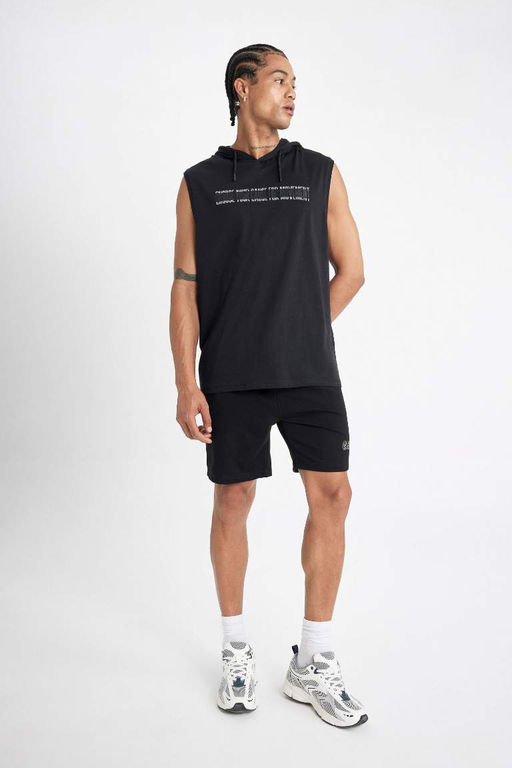 DeFactoFit приталенная майка с капюшоном и принтом  фото 2