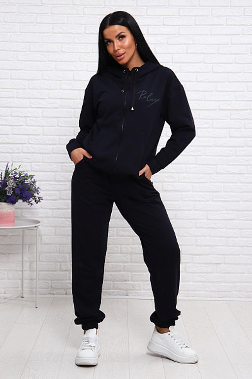 Костюм с брюками, футер с лайкрой 2-х нитка (00907, темно-синий) - Плиона фото 3