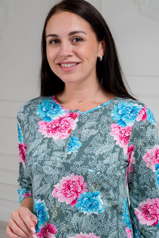 Платье женское из кулирки Амина пион на сером - Амадэль фото 10