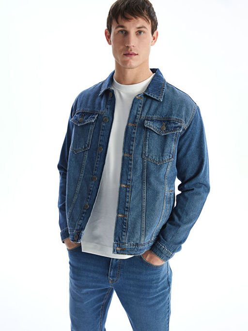 Standart Kal?p Erkek Jean Ceket