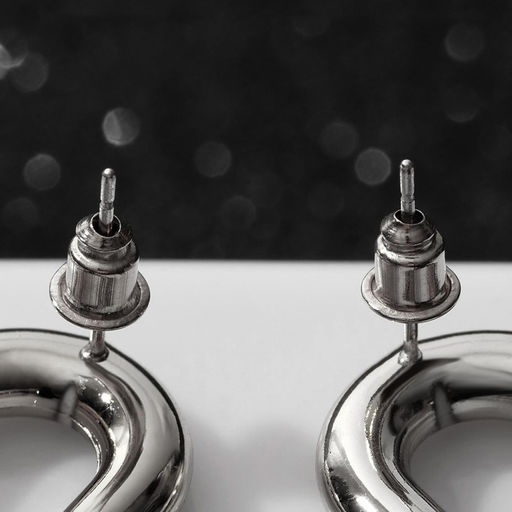 Серьги металл Цепь неровность, 2 звена, цвет серебристо-чёрный - Queen fair фото 2