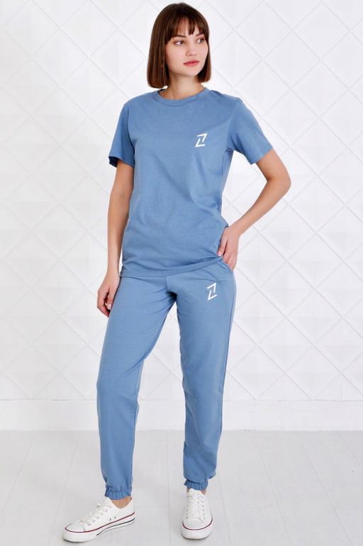 Арт. 2349 Костюм женский грязно-голубой 44-52 (5 шт) Цвет:верх-грязно-голубой, низ-грязно-голубой - Калинка фото 2