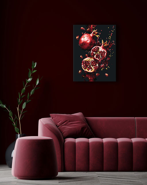 ФРЕЯ PNB/PMB-279 Набор для раскрашивания по номерам ( эффект черного холста ) ( с краской-металлик ) 40 х 30 см Сочные гранаты